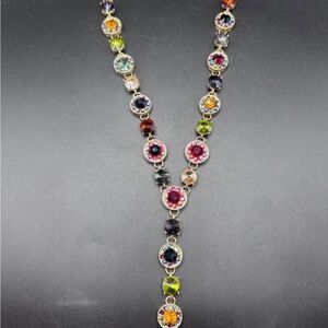 Christian Siriano Multicolor Jewel Crystal Y-Drop Necklace, 17-20”